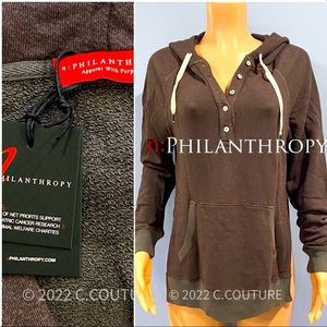 New n:Philanthropy hoodie sweatshirt with button down & side slits terry S $188